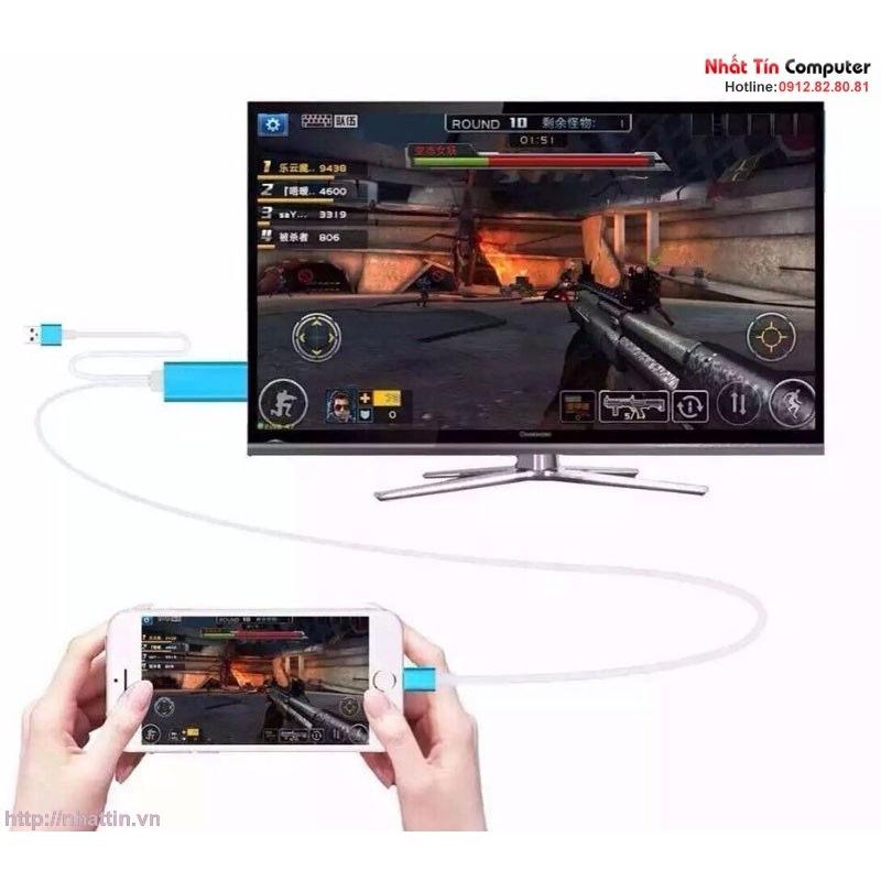 Cáp MHL sang HDMI, HDTV kết nối điện thoại IOS với TV (iPhone 5 6 7 8 X - IOS 8-10-11)