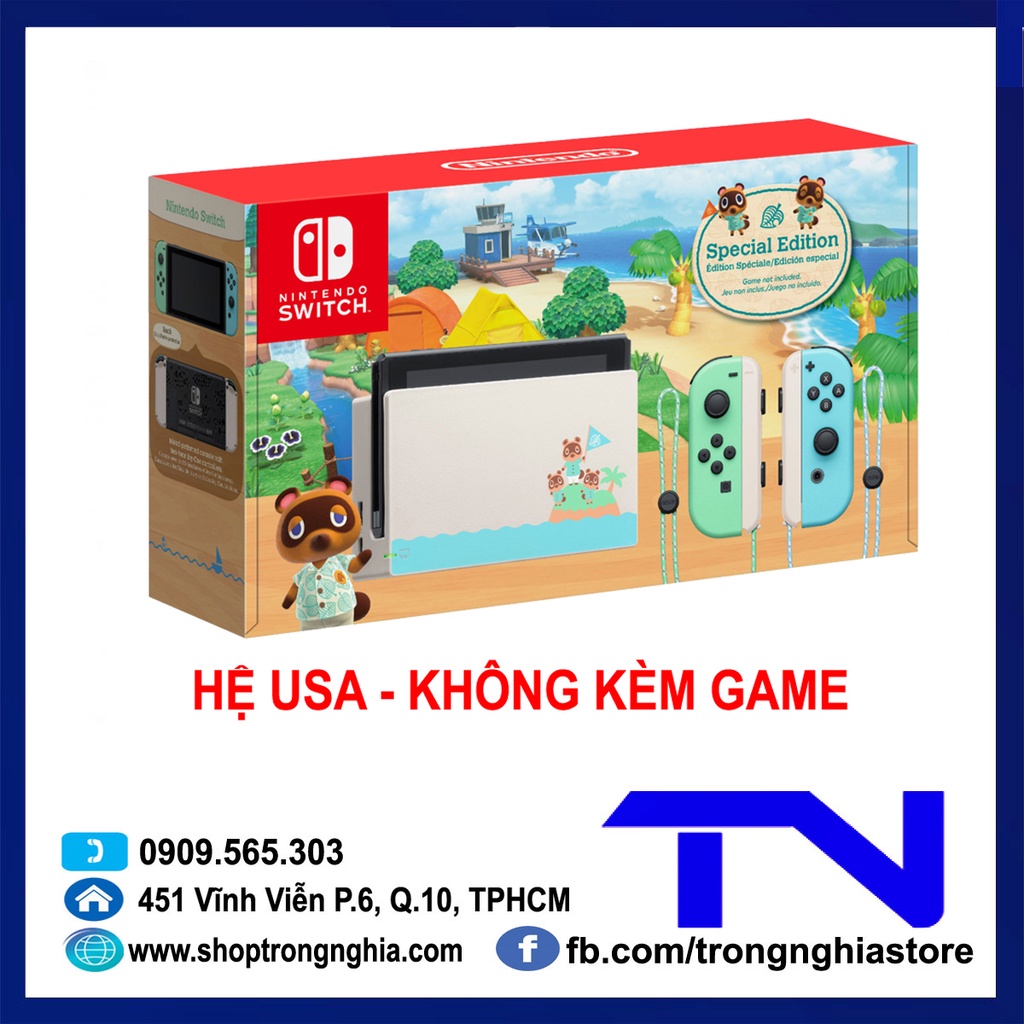 Máy game Nintendo Switch Animal Crossing New Horizon Special Edition US +Tặng dán cường lực &amp; Bọc analog tay cầm