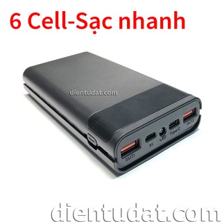 Bộ Vỏ Sạc Dự Phòng 6 Cell Sạc Nhanh QC Có Lò Xo - Hiển Thị Led