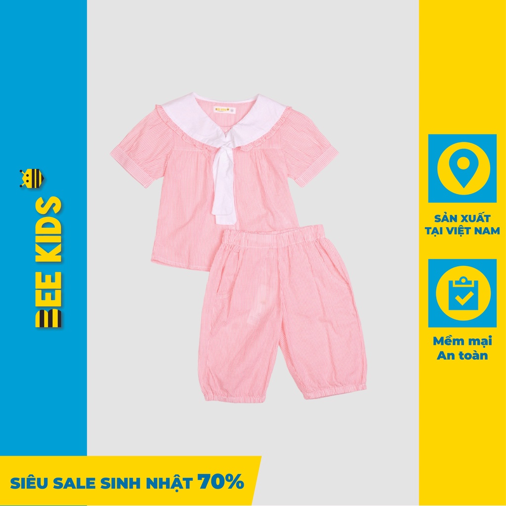 Bộ Quần Áo Bé Gái Bee Kids Kiểu Dáng Dễ Thương Màu Hồng Chất Cotton Thoáng Mát (2-8 Tuổi) - 7BC01645CO