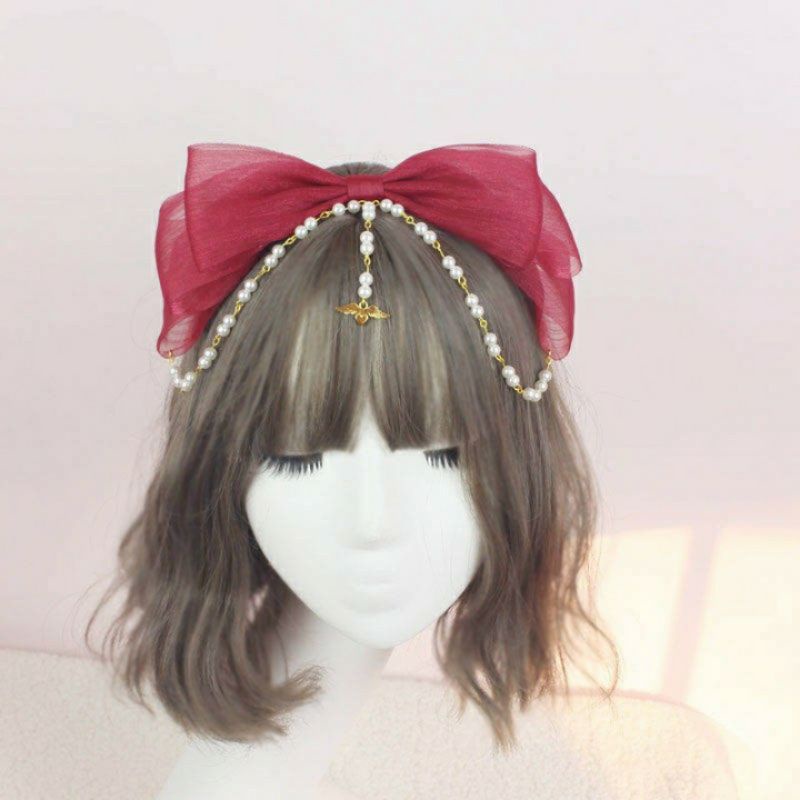 Băng Đô Nơ Voan Lolita Đính Ngọc