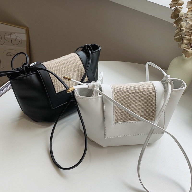 Túi Cói Đeo Vai Màu Sắc Tương Phản Thiết Kế Đơn Giản Thời Trang Cho Nữ