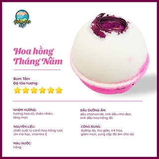 Bom tắm, Thơm Tho Sto, viên thả bồn tắm sủi màu sắc HOA HỒNG THÁNG NĂM bath bomb