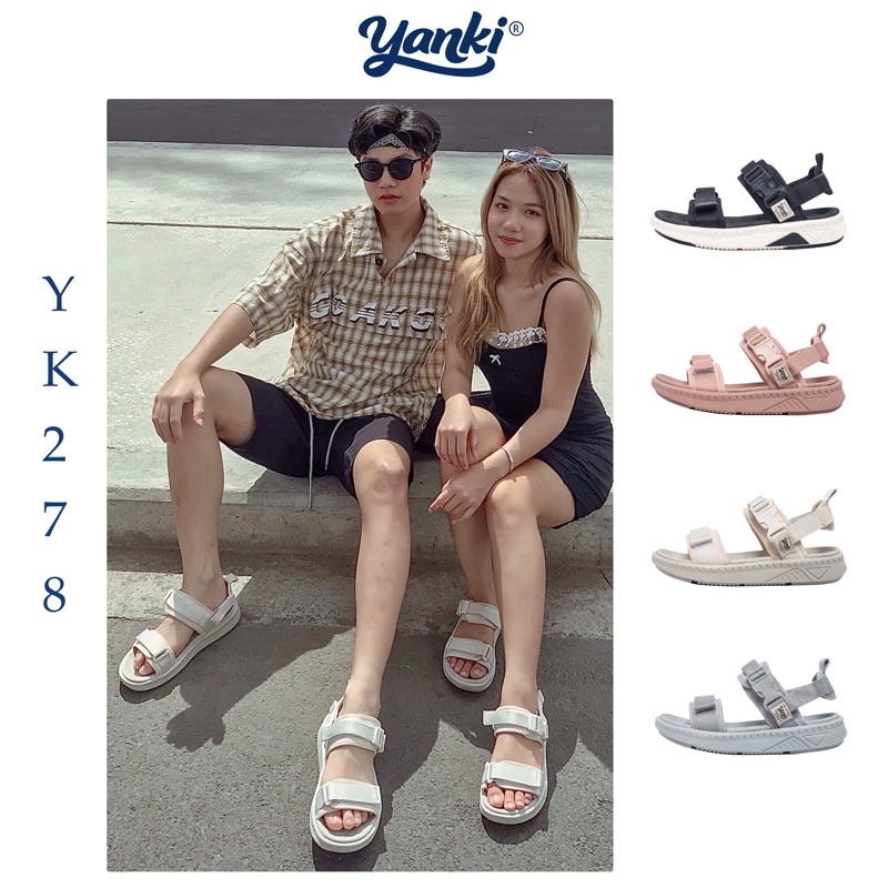 Dép Quai Hậu Nam Nữ Quai Ngang Thời Trang YANKI Sport YK278 - Xanh Xám