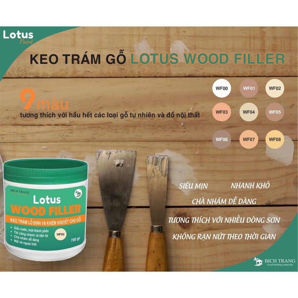 BỘT TRÁM TRÉT KHIẾM KHUYẾT GỖ WOOD FILLER (700 gr/hộp)