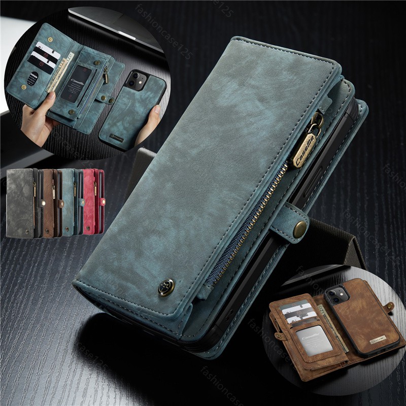 iPhone 12 ProMax iPhone 11 ProMax XS MAX XR X Card Slot Phone Case PU Luxury Leather Wallet Magnetic Attraction Flip Cover For iPhone12ProMax iPhone11ProMax iPhoneXSMAX iPhoneXR Business Stand Casing Holder PHONE CASE zipper card holder