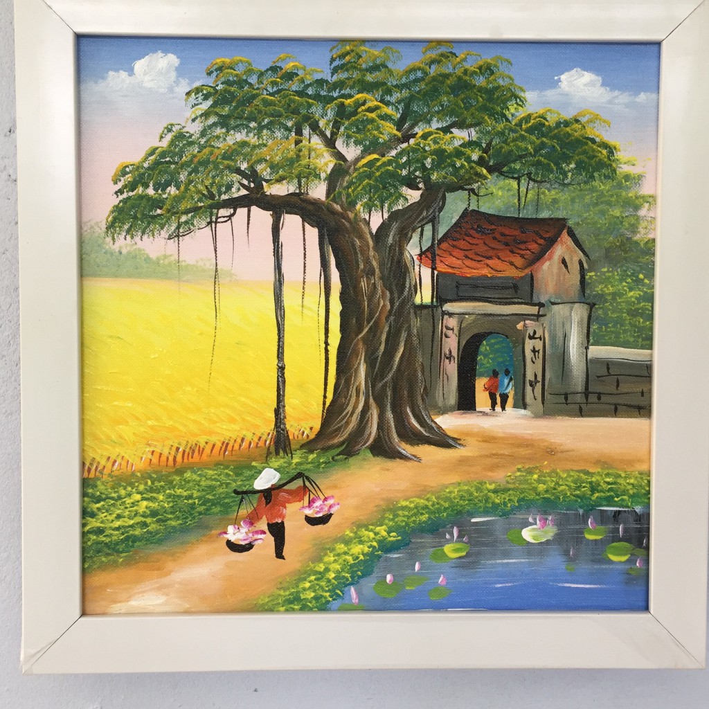 COMBO 3 BỨC TRANH LÀNG QUÊ(35x35cm gồm khung)