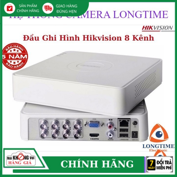 Đầu Ghi Camera Hikvision DS-7108HGHI-F1 ,Tối đa 8 kênh Analog + 2 kênh IP 2MP ,Ghi hình 1080PLite@25fps , bảo hành 5 năm