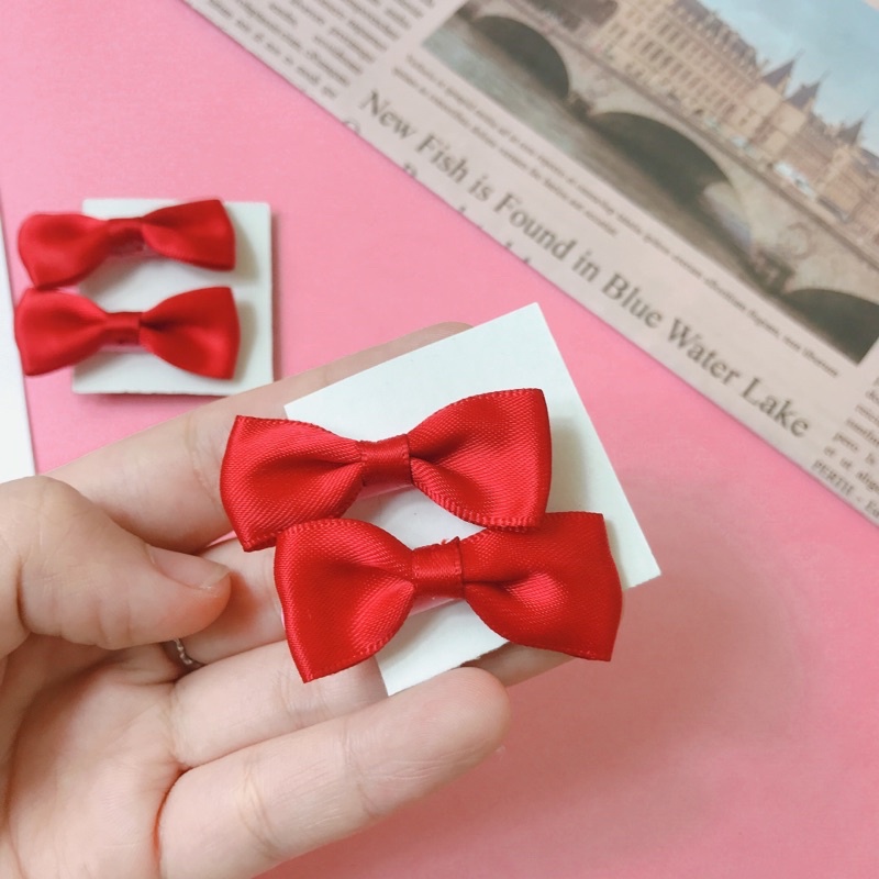 Set 2 kẹp mái nơ đỏ , xanh ,hồng ,trắng xinh cho bạn gái