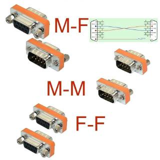 Chất Lượng Cao Mini Null Modem DB9 Nữ Nam Cắm Adapter Giới Tính Thay Đổi Chữ Thập