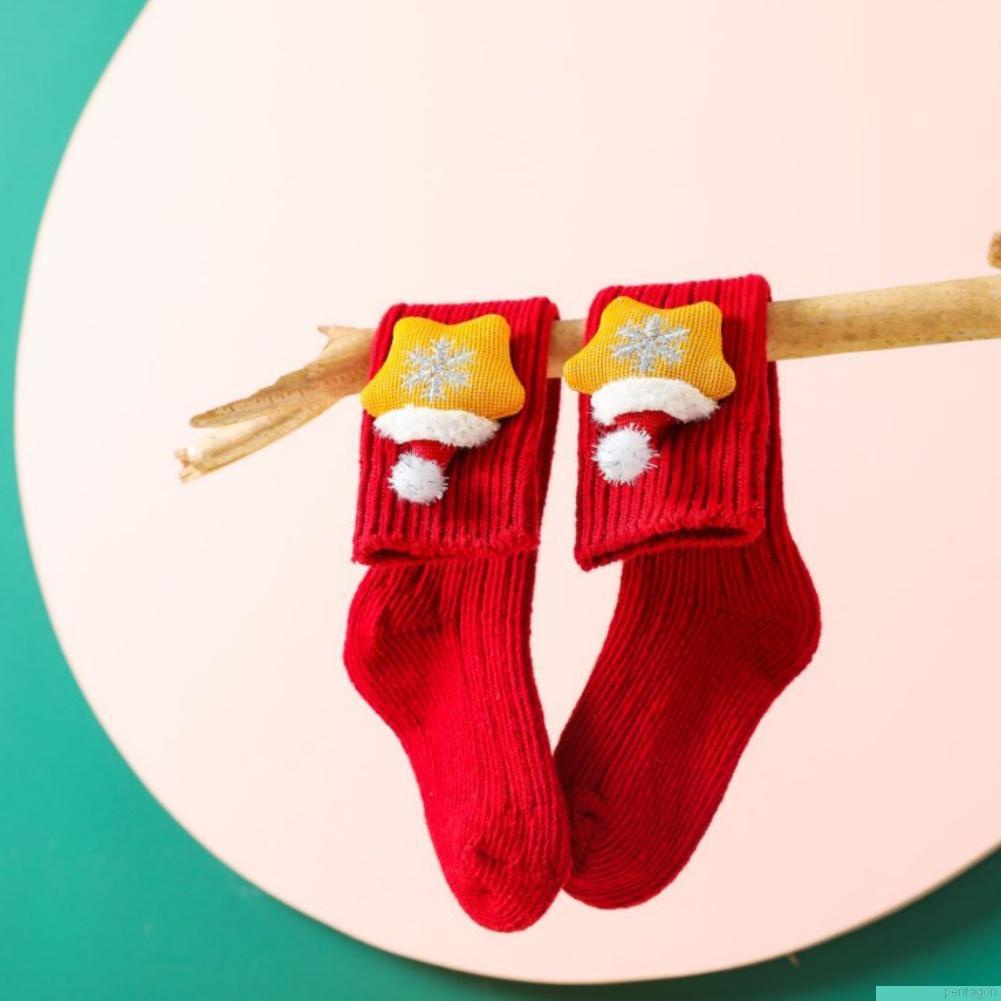 Vớ cotton cổ cao họa tiết giáng sinh cho bé 0-4 tuổi chủ đề hoạt hình