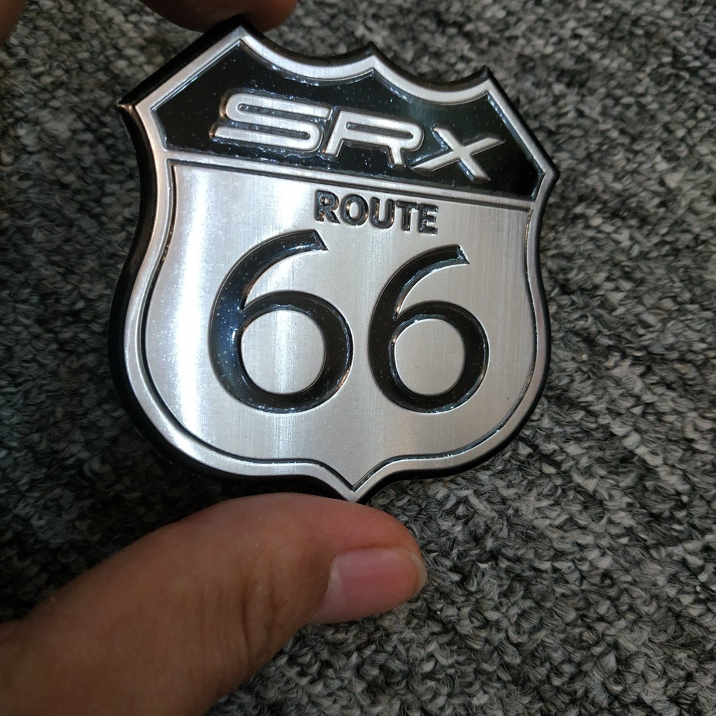 Tem nhôm dán xe Historic SRX Route US 66 7x6.5cm