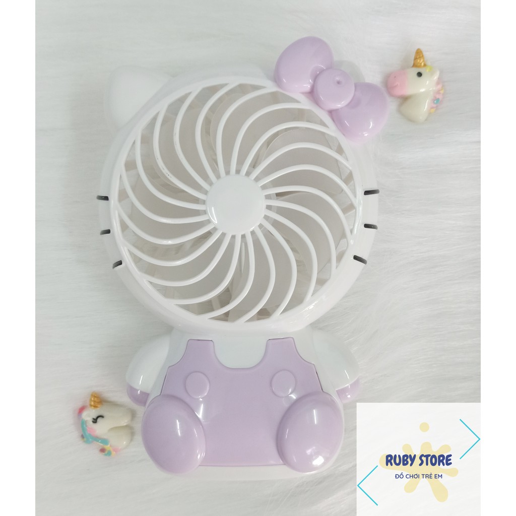 QUẠT ĐỂ BÀN HELLO KITTY SIÊU CUTE CÓ ĐÈN (Electric fan, Kèm dây sạc cổng USB)