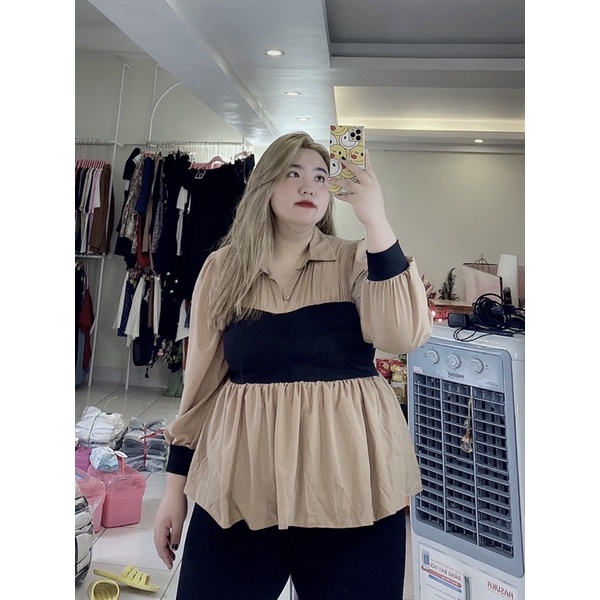 Áo sơ mi phối 2 màu bigsize 60-100kg