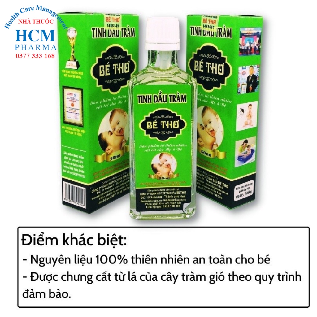 Dầu tràm cho Bé Thơ sơ sinh nguyên chất Huế 50ml 100ml có tem chống hàng giả của nhà sản xuất HCM14