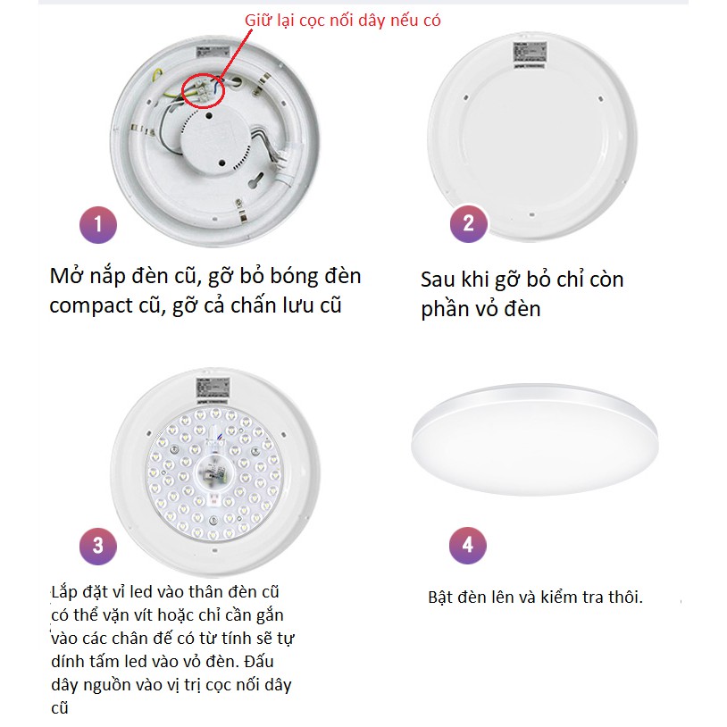 Vỉ led ốp trần thay thế đèn compact tiện lợi 18-36W