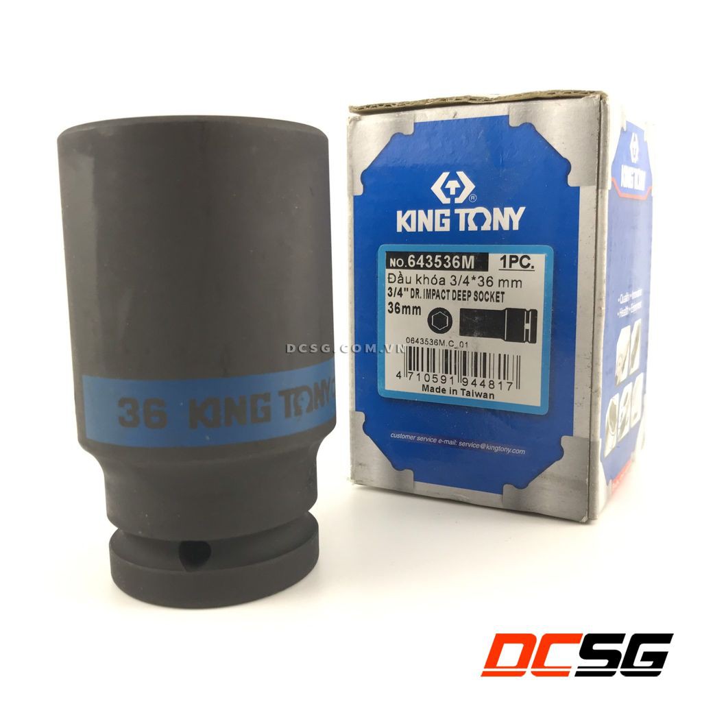 Đầu tuýp đen dài 36mm chuôi 3/4&quot; Kingtony 643536M