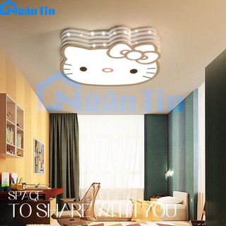 Đèn Mâm LED Ốp Trần Trang Trí Phòng Ngủ Cho Bé Hình Mèo Kitty Led 3 Chế Độ Màu OP1212 Ngân Tin