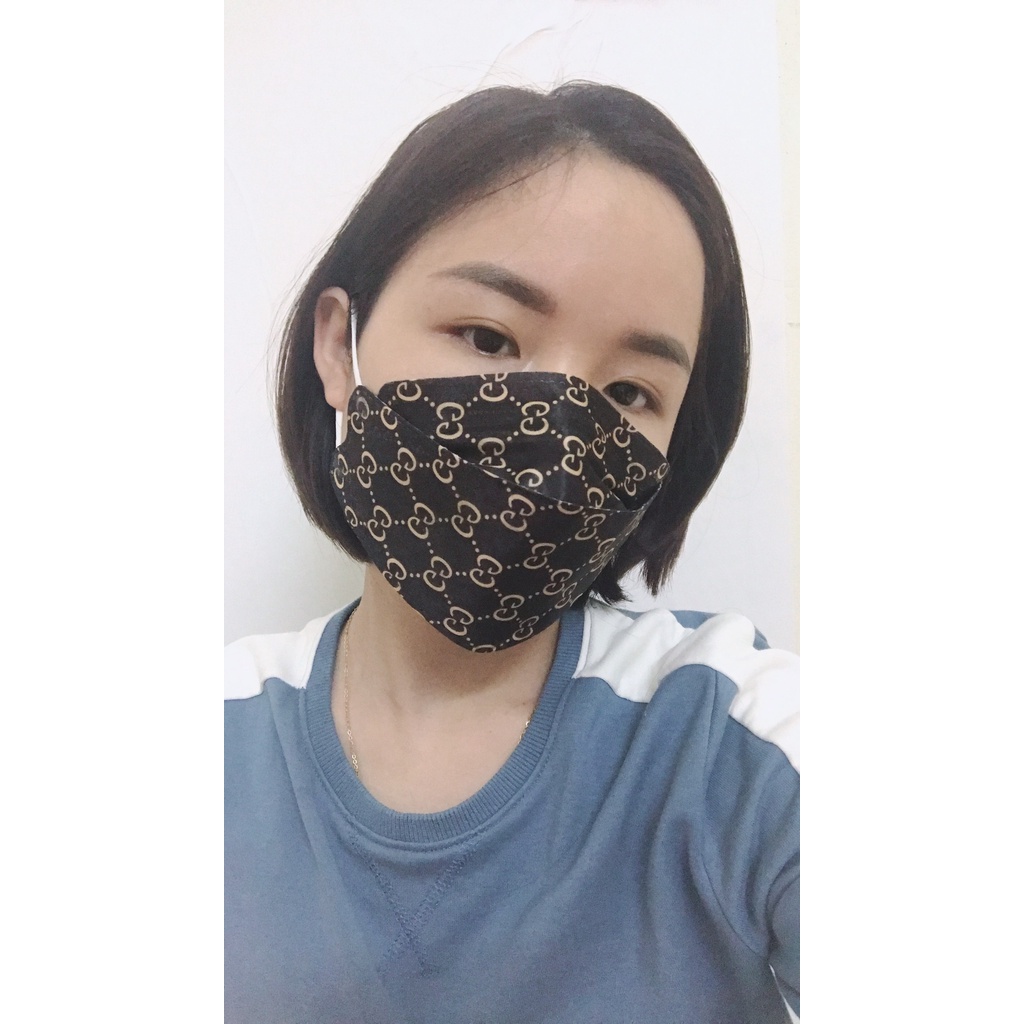 Khẩu trang KF94 kiểu Hàn Quốc xịn - Họa tiết LV, chanel Chống Bụi Mềm Mịn PM2.5 (1gói 10c)