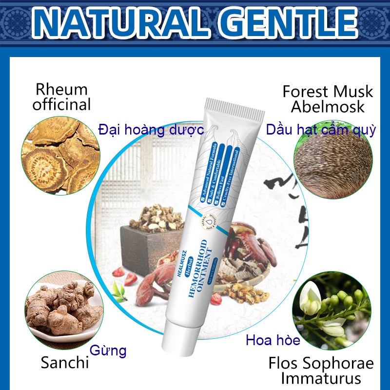 Kem Bôi Trĩ thảo dược HEALMUSZ herbal  xuất Mỹ Kháng Khuẩn Giảm Ngứa, Đau Rát, Xoa Dịu Trĩ Gây ra