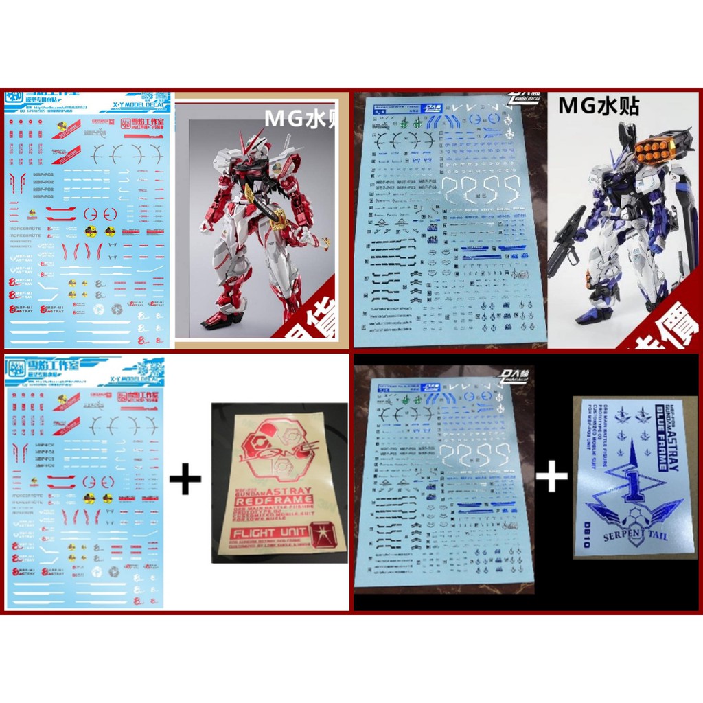 Decal nước dán mô hình gunpla MG MB RG Astray Red Frame / Turn Red / Red Dragon Power arms các loại - water sticker