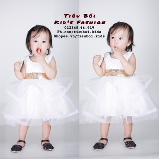 Đầm công chúa phối nơ vàng
