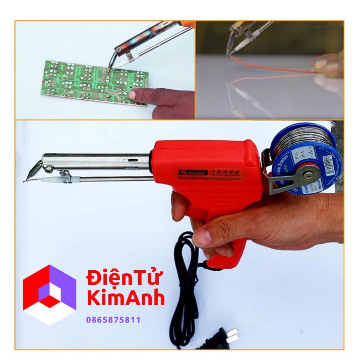 Mỏ hàn tự động đẩy thiếc Asa ki AK-9095 60W kèm thiếc