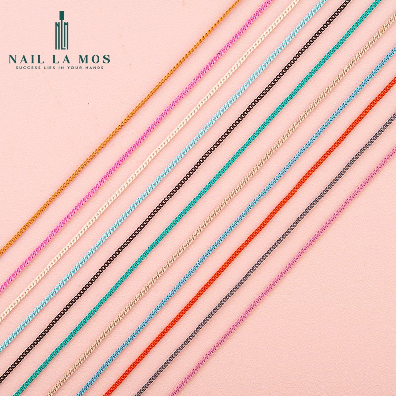 Dây xích nail trang trí móng tay - 12 mẫu dây xích nhiều màu phong cách Hàn Quốc (lẻ 1 dây)
