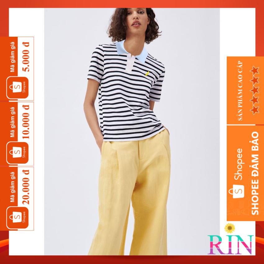 [HÌNH THẬT] ÁO THUN CỔ TRỤ HỌA TIẾT SỌC VNXK   - COTTON CÁ SẤU 100%