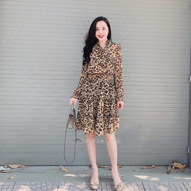 Đầm hoạ tiết da beo