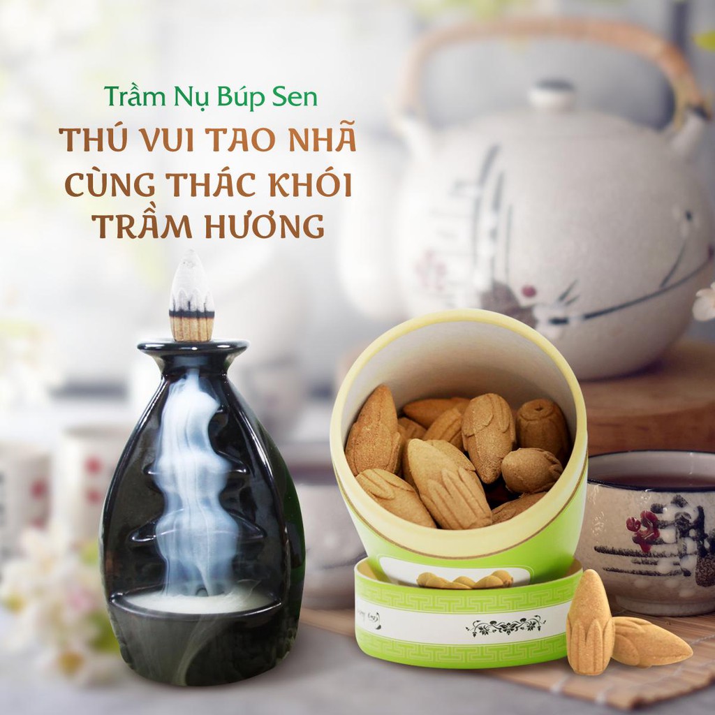 Nụ trầm hương cao cấp búp sen Nhang Xanh 25 viên - Dùng cho thác khói - Nhang sạch