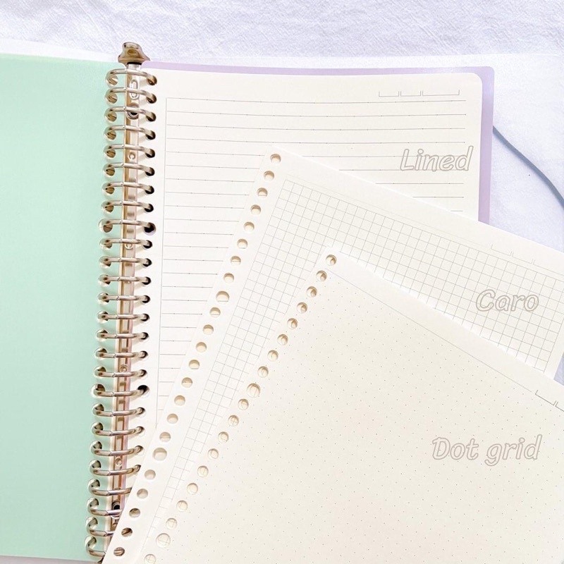 SỔ CÒNG BINDER 26 LỖ SIZE B5 RUỘT CARO 200 TRANG CÓ THỂ REFILL THÊM GIẤY BULLET JOURNAL