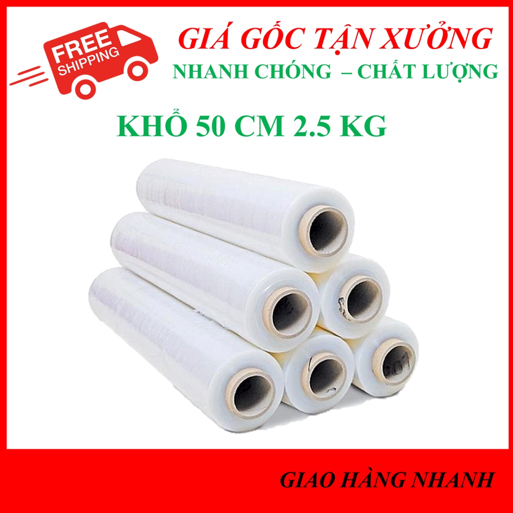 Màng PE TRẮNG khổ 50cm 2,5kg, nilong bọc, màng quấn bọc thực phẩm lõi nhỏ giá rẻ Hà Nội