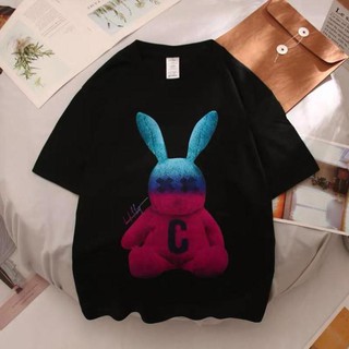 Áo phông thỏ 7 màu đáng yêu Áo unisex, áo thun đôi nam nữ đen trắng from rộng, vải cotton xịn