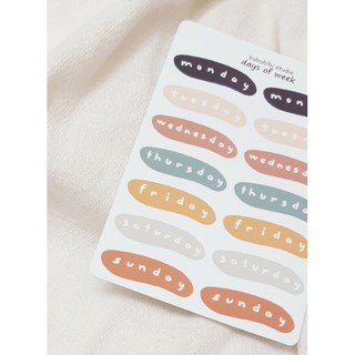 Tờ sticker các ngày trong tuần dùng đánh dấu, trang trí sổ nhật ký, planner