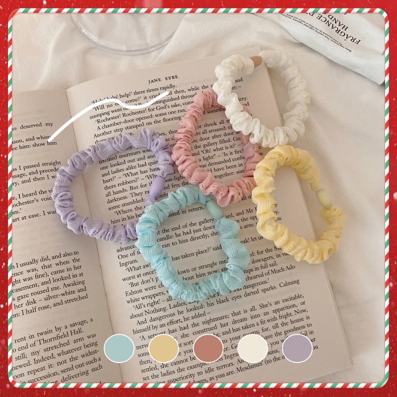 Scrunchies Nhỏ Cột Tóc Buộc Tóc Vải Màu Pastel LIN