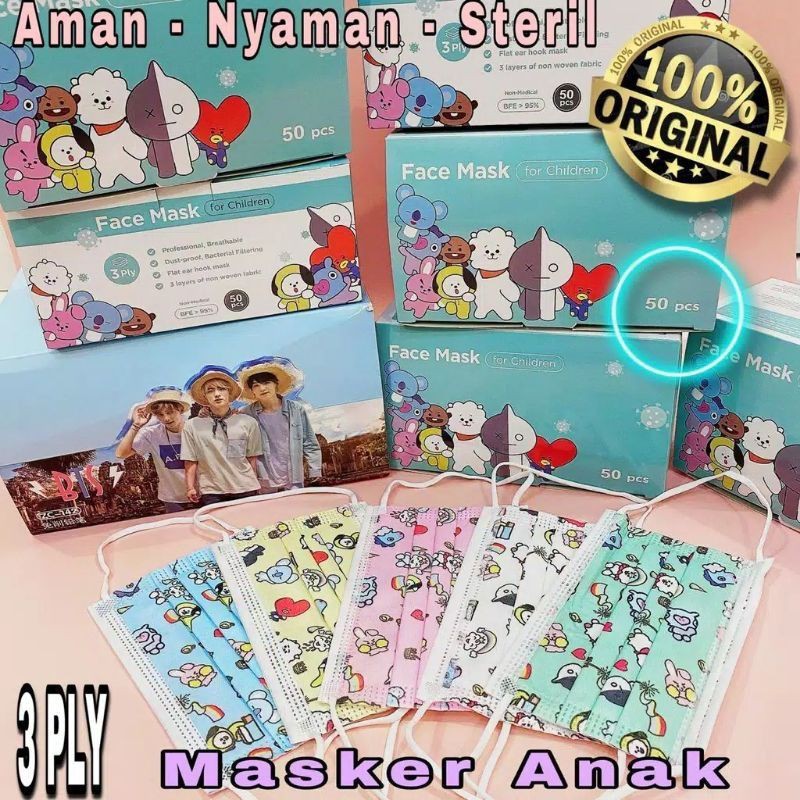 (hàng Mới Về) Set 10 Khẩu Trang In Hình Bt21 Bts 3 Lớp Dành Cho Người Lớn