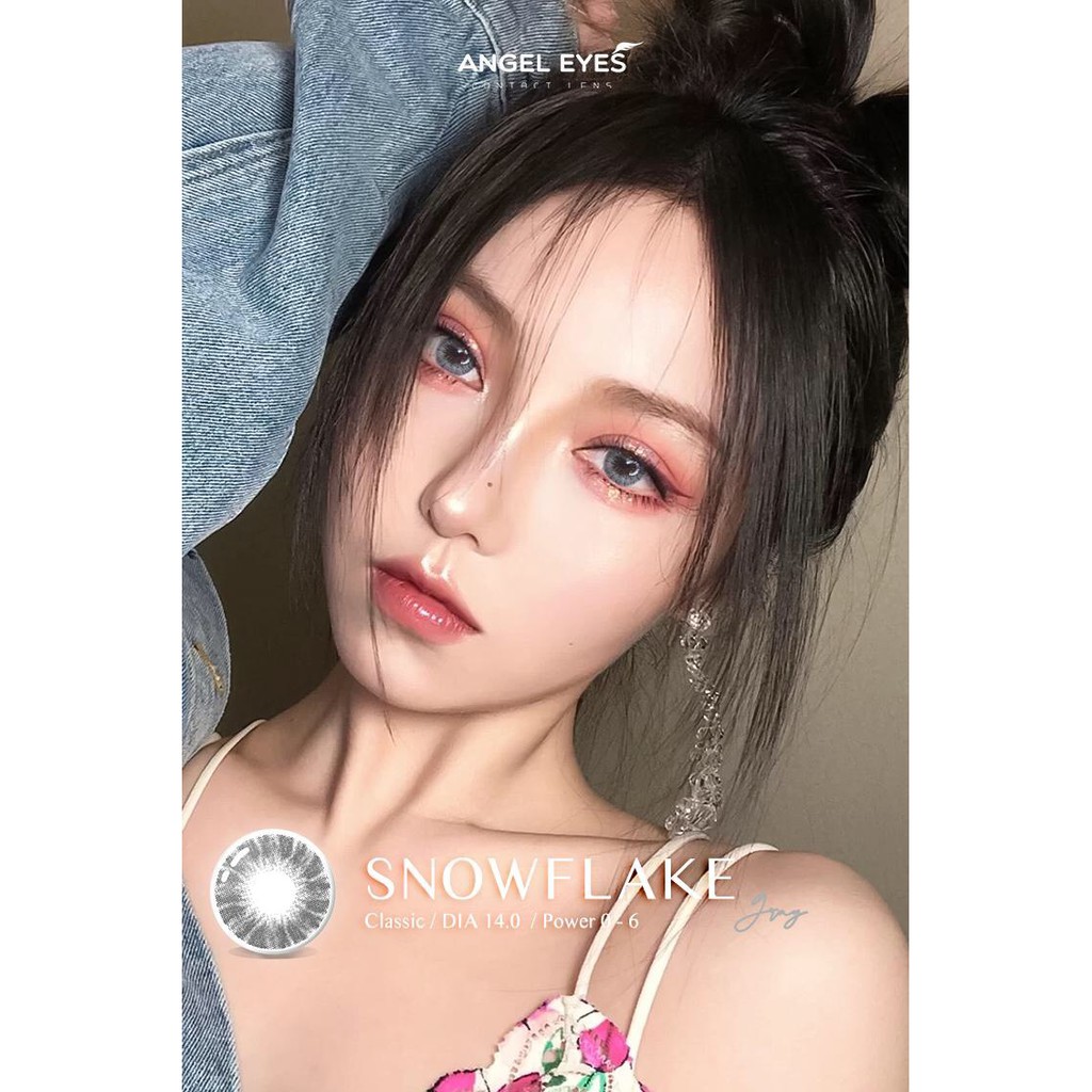 [NHẬP SRDEC130 GIẢM 20K] Contact Lens XÁM Snowflake Gray (Cận 0-6) - Kính áp tròng Giãn nhỏ (GDia 14.2) - đeo 8h/ngày