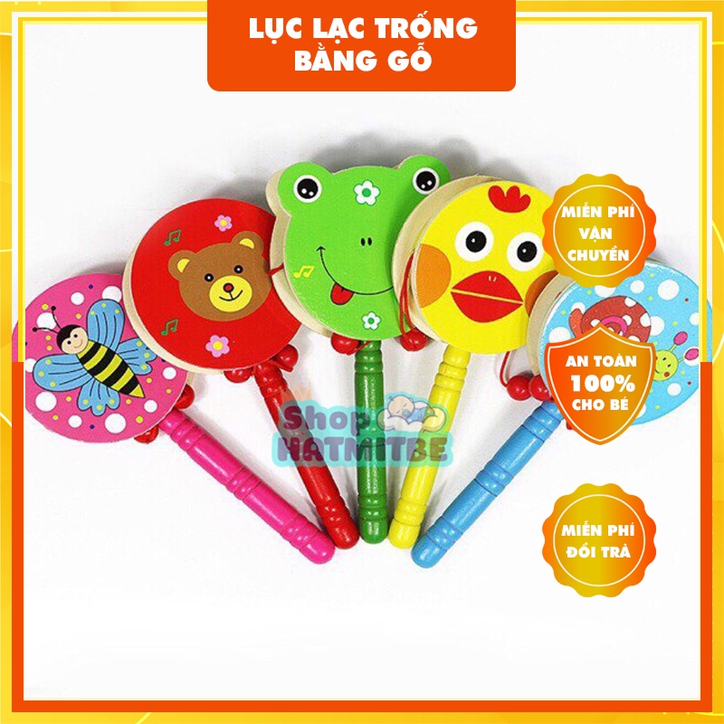 Lục Lạc Trống bằng gỗ Cho bé