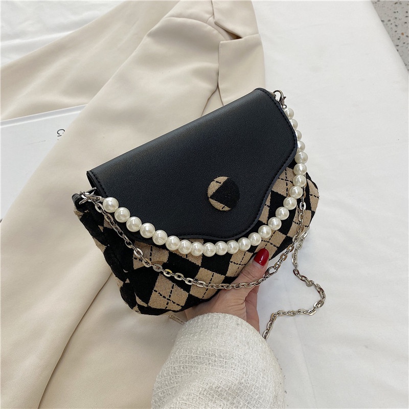 Túi Xách Đeo Vai Cỡ Nhỏ 2022 Họa Tiết Hình Thoi Đính Ngọc Trai Thời Trang Sang Trọng Cho Nữ