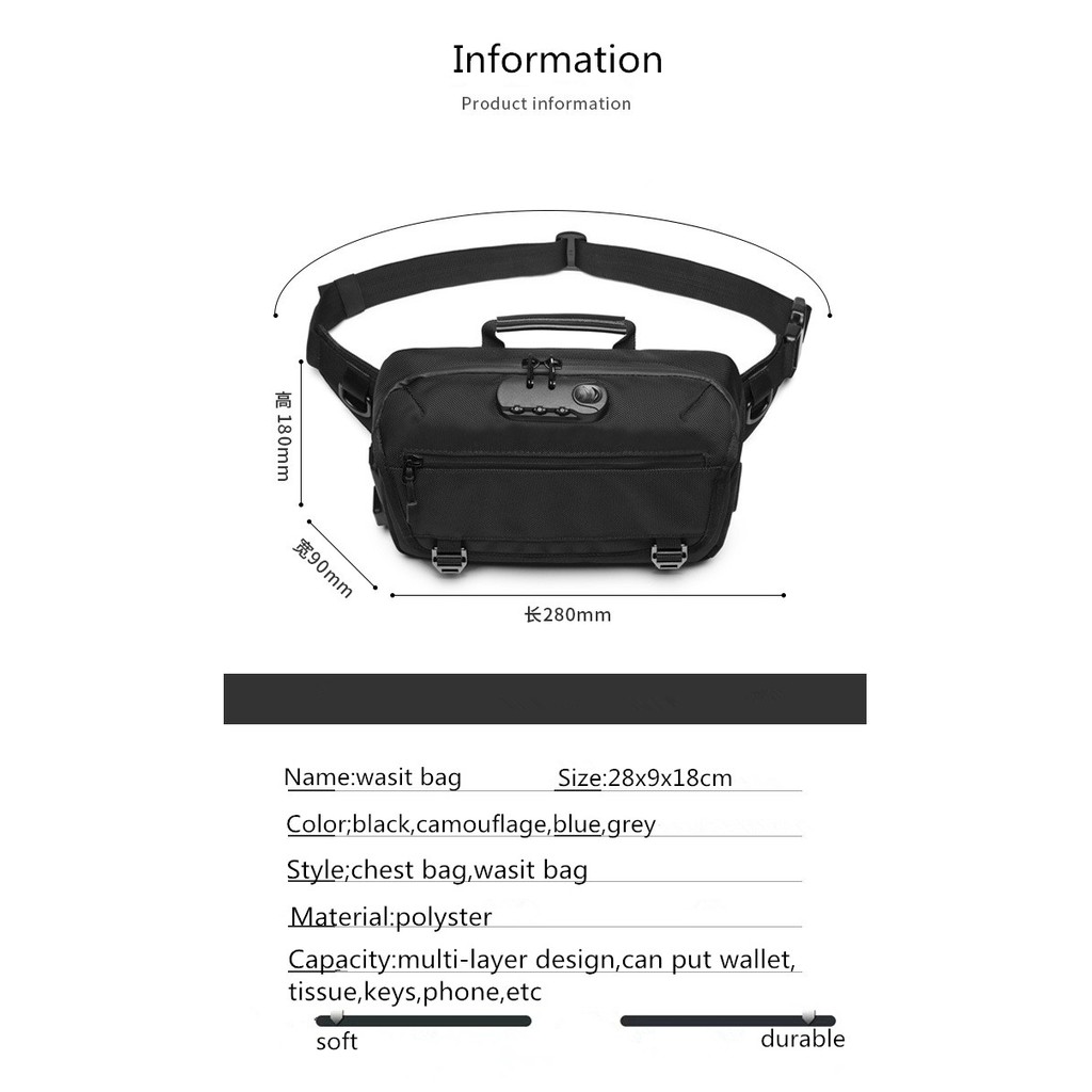 YILIONGDAQI Túi Đeo Chéo Chống Trộm Có Cổng Sạc USB Cho Nam