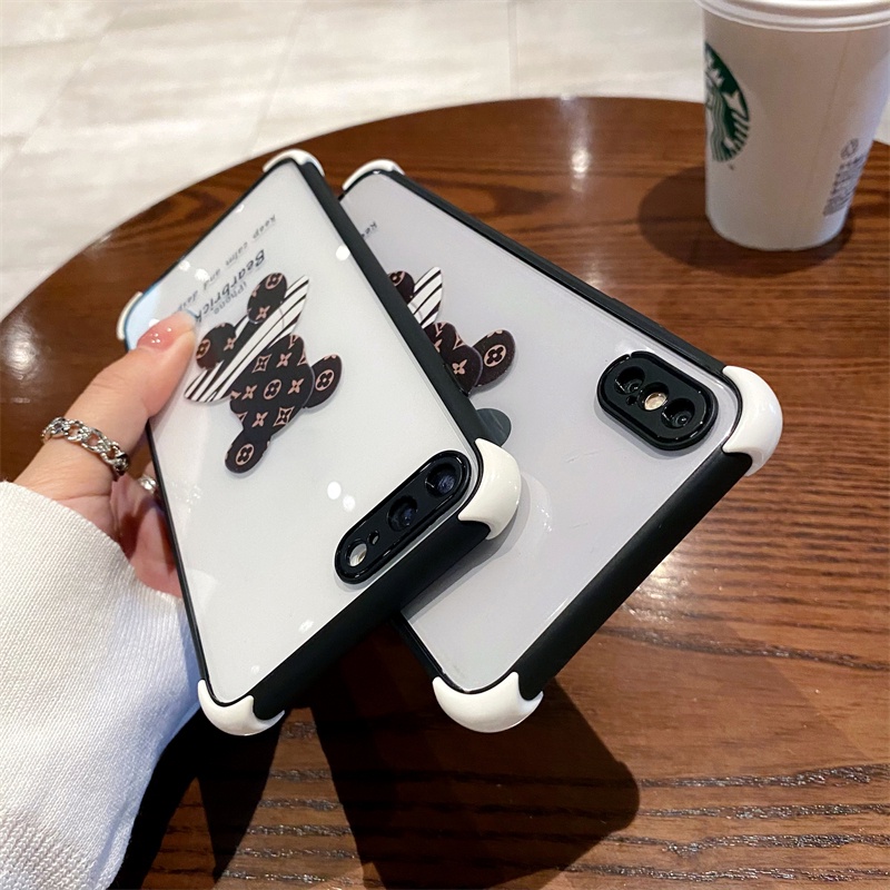 Ốp Điện Thoại Cứng Trong Suốt Có Túi Khí Chống Sốc Hình Gấu Hoạt Hình Cho iPhone 11 12 13 Pro Max X XR Xs Max 7 8+ se 2020 se 2022