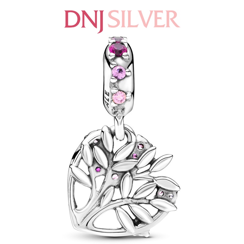 [Hàng cao cấp] Charm bạc 925 cao cấp, hàng chuẩn bạc - Charm Pink Heart Family Tree thích hợp để mix vòng tay charm