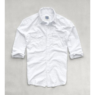 Sơ mi GAP Cao Cấp trắng tay dài 2 túi slimfit vải chuẩn Oxford xuất khẩu Châu Âu