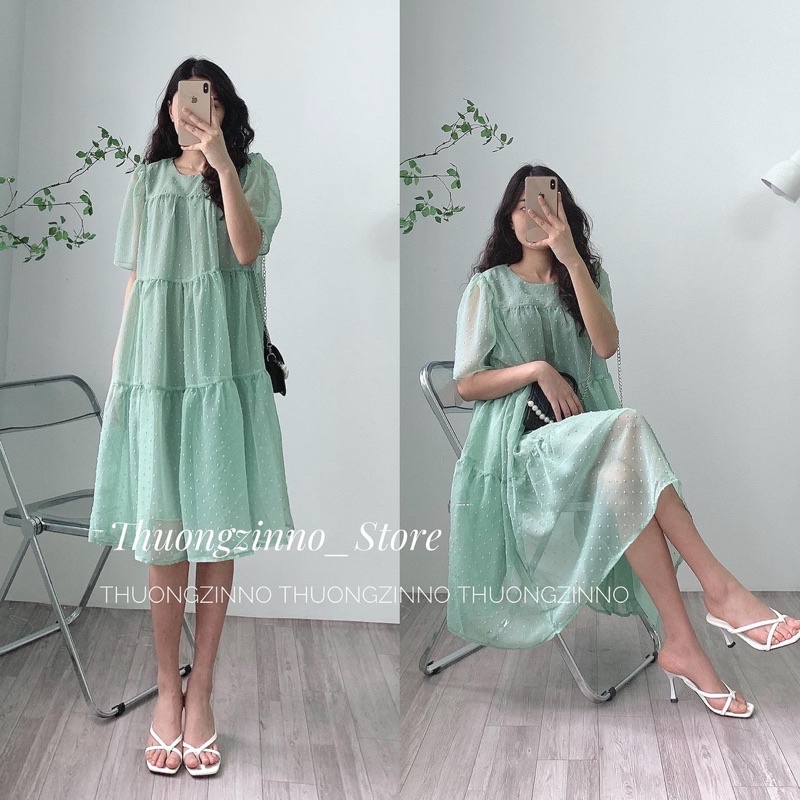 [Ảnh thật/Video]Đầm babydoll White dáng dài  ba tầng hạt nổi chất voan tơ đẹp nhẹ nhàng Váy lụa Hàn