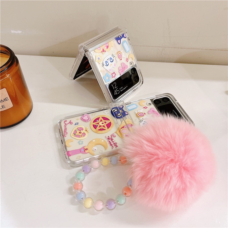 Samsung galaxy z flip 5 sailor moon badge pc hard case z flip 4 z flip 3 chống sốc điện thoại trong suốt sáng tạo vỏ mới