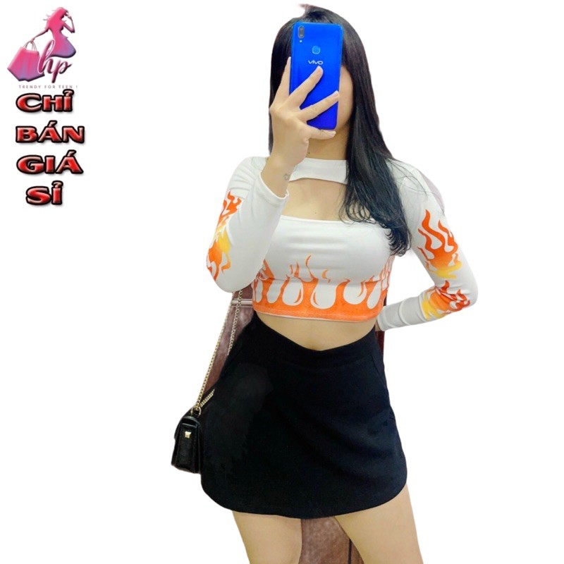 Áo kiểu croptop nữ đẹp ôm body tay dài xẻ ngực sexy phong cách hàn quốc cực dễ thương mẫu mới thời trang 2021