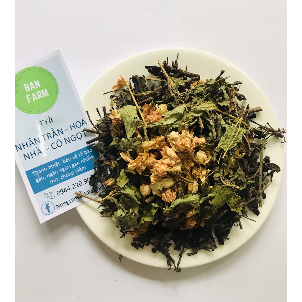 200g trà Nhân trần – Hoa nhài – Cỏ ngọt Banfarm thơm ngon - Thanh nhiệt - Bảo vệ gan