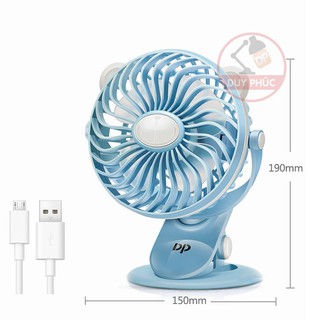 Quạt sạc dp 7608 - kẹp bàn - để bàn - siêu mát