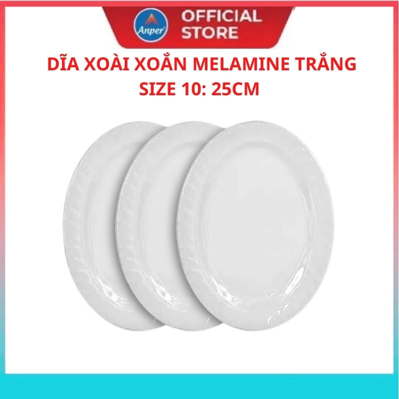 Bộ tô chén bát dĩa đĩa nhựa Melamine ANPER livicop nhựa cứng Nhật Hàn cao cấp màu sắc trắng trơn sang trọng